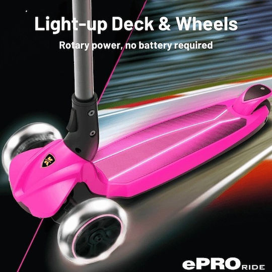 ePRO Kids Scooter 3-Wheel with LED Lighting for 8+ Years Pink