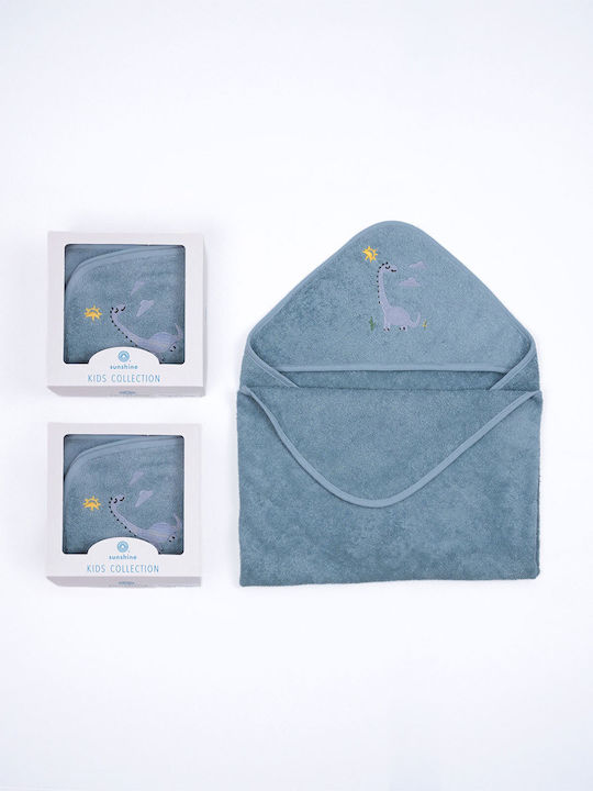 Sunshine Baby-Badetuch mit Kapuze Fluffy Blauer Dino 75x75cm