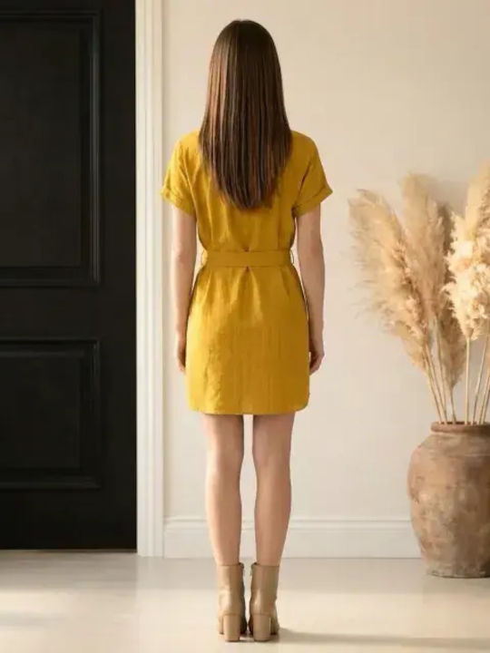 Sommer Mini Hemdkleid Gelb