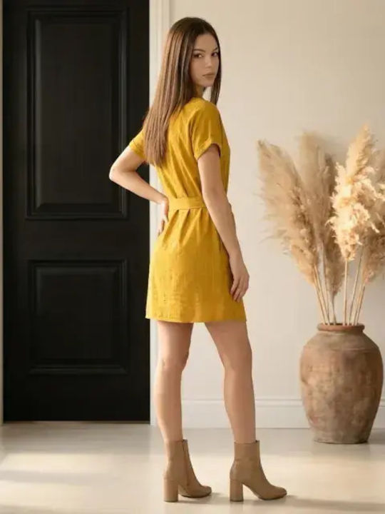 Sommer Mini Hemdkleid Gelb