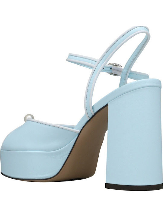 Leather Light Blue Sandals Hilary