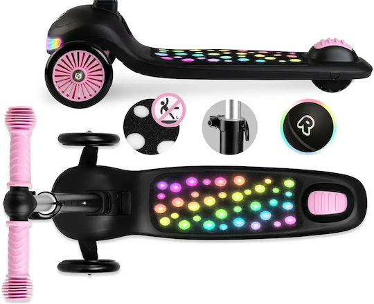 Ricokids Scuter Copii Pliabil 3 Roți Cu Iluminare LED Negru