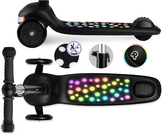 Ricokids Scuter Copii Pliabil 3 Roți Cu Iluminare LED Negru