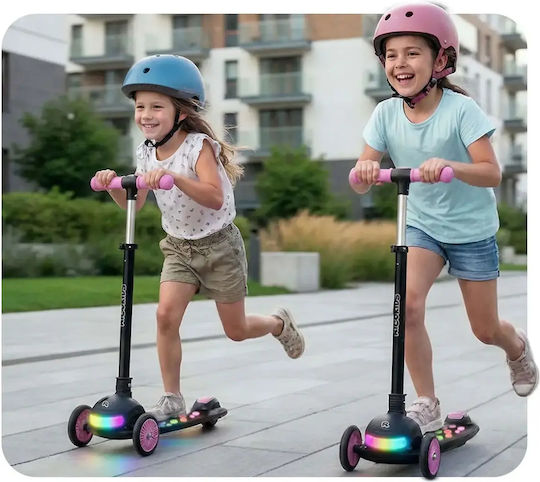 Ricokids Scuter Copii Pliabil 3 Roți Cu Iluminare LED Negru