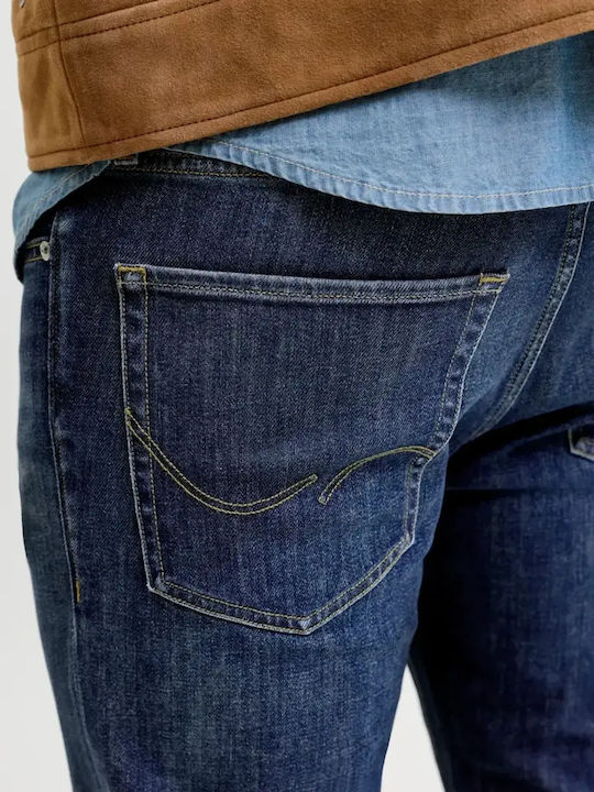 Men's Jeans Pants Elastic with Regular Fit Dark Blue Denim