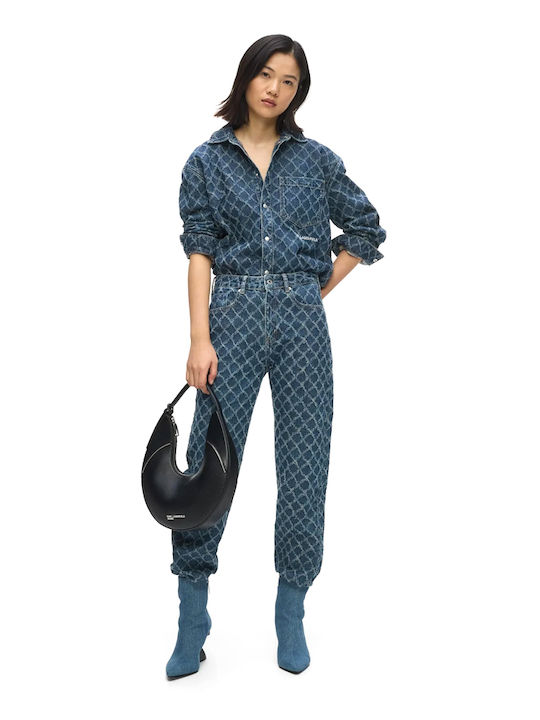 Long Sleeve Women's Denim Shirt Blue