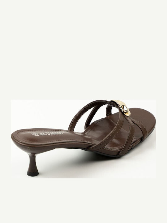 Mules with Thin Low Heel in Brown Colour