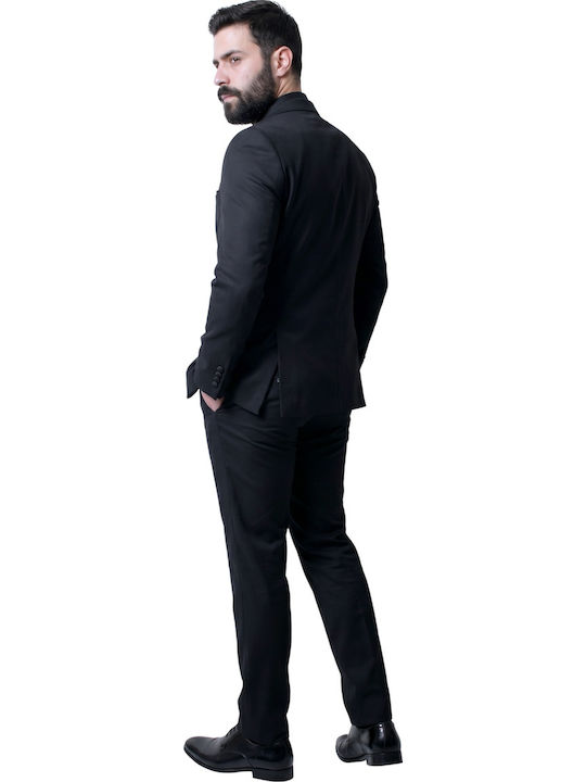 Men's Groom's Suit Blue-Black 1-81102.02P-Blue-Black-60-4XL