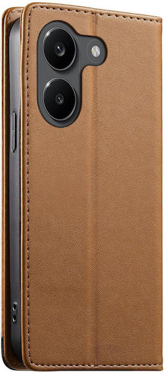 Dierfeng Leather Silicone Brown Wallet (Poco X8 Pro)