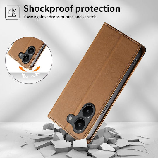 Dierfeng Leather Silicone Brown Wallet (Poco X8 Pro)