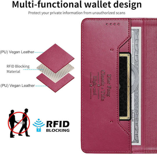 Dierfeng Wallet Leather Silicone Red (Poco X8 Pro)