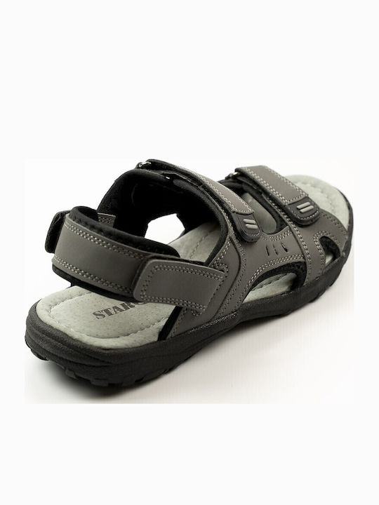 Leather Men's Sandals In Grey Colour