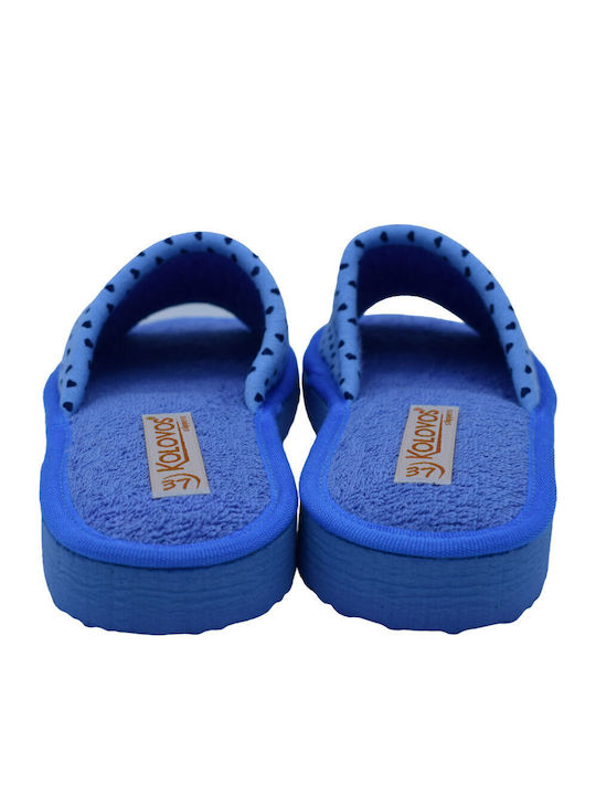 Terry Damen Hausschuhe Sliders Hellblau