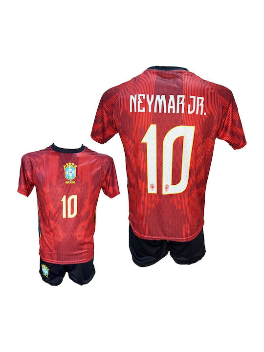 Kids Football Kit Neymar Brazil National Team Red Black 300626-09