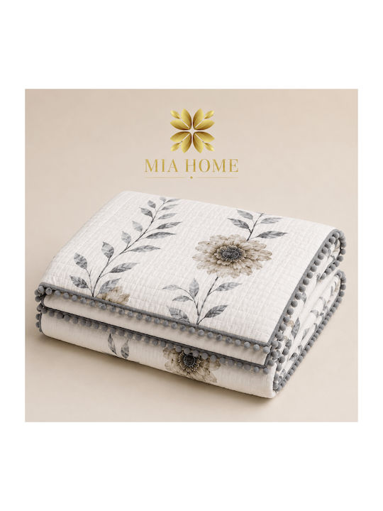Mia Home Double Coverlet Set White-Grey 220x240cm 3 Pieces