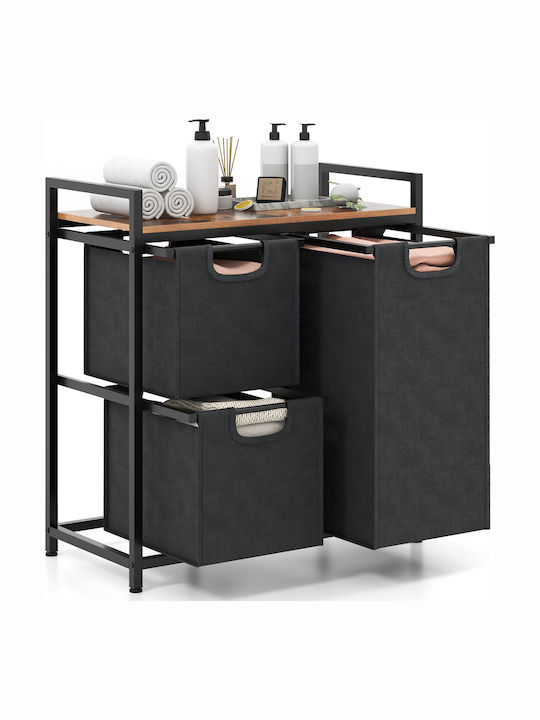 Costway Wäschekorb Metallisch 66.04x33.02x72.39cm Braune