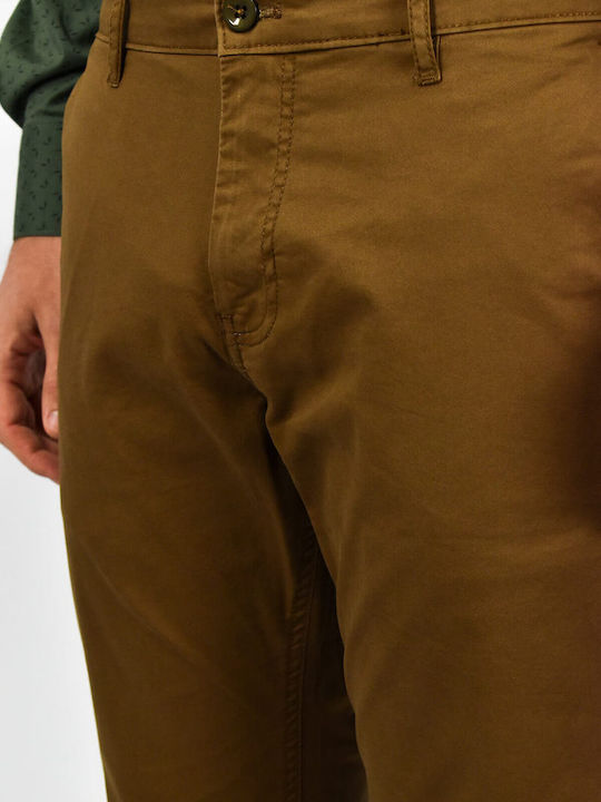Chino Elastic Trousers in Skinny Fit Coffee Brown