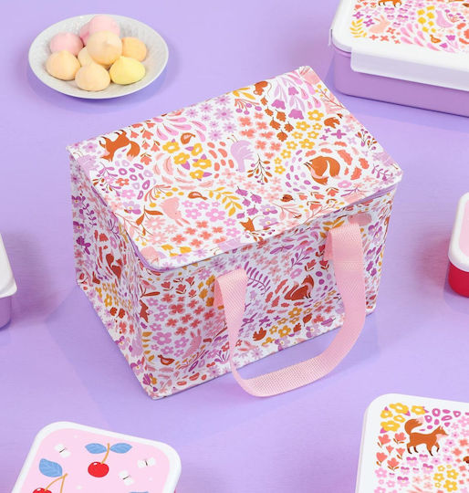 A Little Lovely Company Flower Garden Stainless Steel Kids Dinner Set 0.35lt Pink 23 x 16 x 16cm