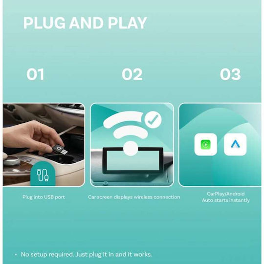Ottocast Mini Aura 2026 Безжичен Адаптер за Carplay Android Auto Черен Ca530-t