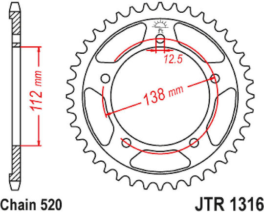 Jt Jtr1316.39zbk 520 Motorradketten & Ritzel Hinteres Ritzel Für Nc700 750 X Adv 750 Schwarz
