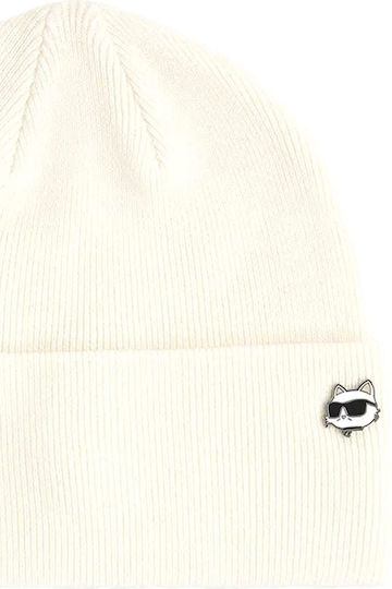 Beanie Damen Mütze Gestrickt in Ecru Farbe