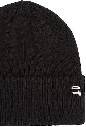 Beanie Căciulă Pentru Femei Tricotată în Culoare Neagră