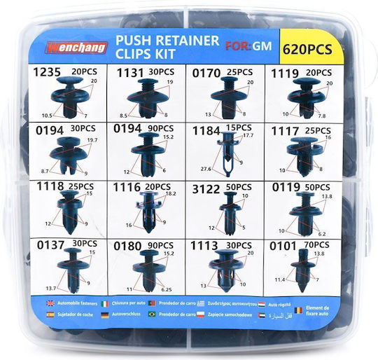 16 Types Car Plastic Bumper Door Panel Clips 620 Pieces Black