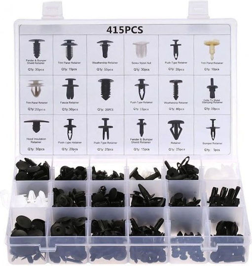 Rchang Case 415 Pcs Plastic Fasteners – Car Clips W06/w04375-2– Push Retainer Clips Kit