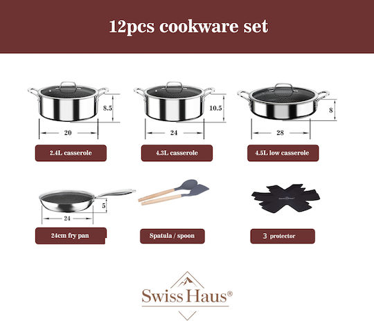 Swiss Haus Zermatt Cookware Set From Stainless Steel 4 Pieces Swiss Haus Zermatt Cookware Set From Stainless Steel 4 Pieces