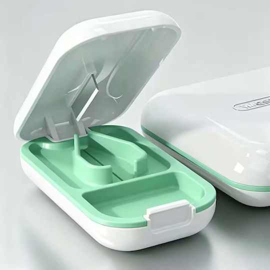 Pill Organizer with Cutter & Built-In Storage Black