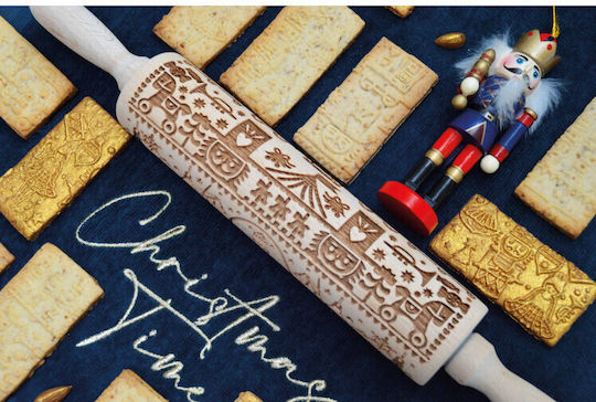 Scrap Cooking Christmas Wooden Rolling Pin Stars