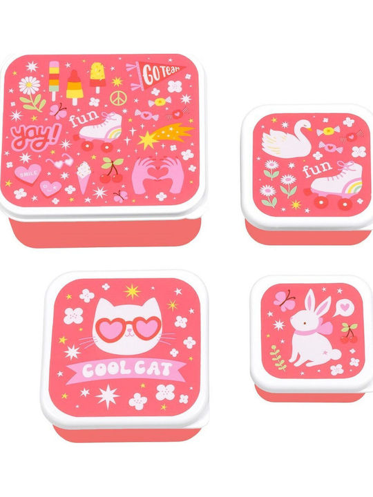 A Little Lovely Company Fun School Set Pink + Water Bottle and Food Container Set