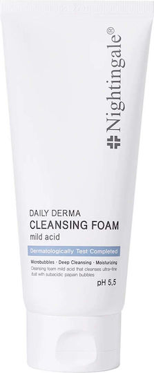 Spumă delicată pentru curățarea feței pH 5.5 efect hidratant zilnic Derma acid blând Nightingale 140 ml
