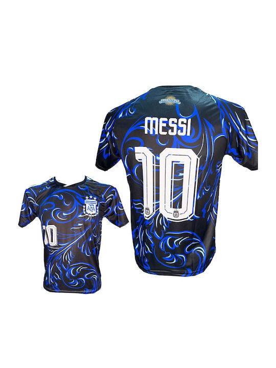 Мъжка Футболна Екипировка Национален Отбор Аржентина Messi Черно Светлосиньо Синьо Дизайн 300626-07