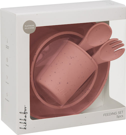 Kikka Boo Feeding Set Blush from Silicone Pink 5 Pieces for 6+ Months