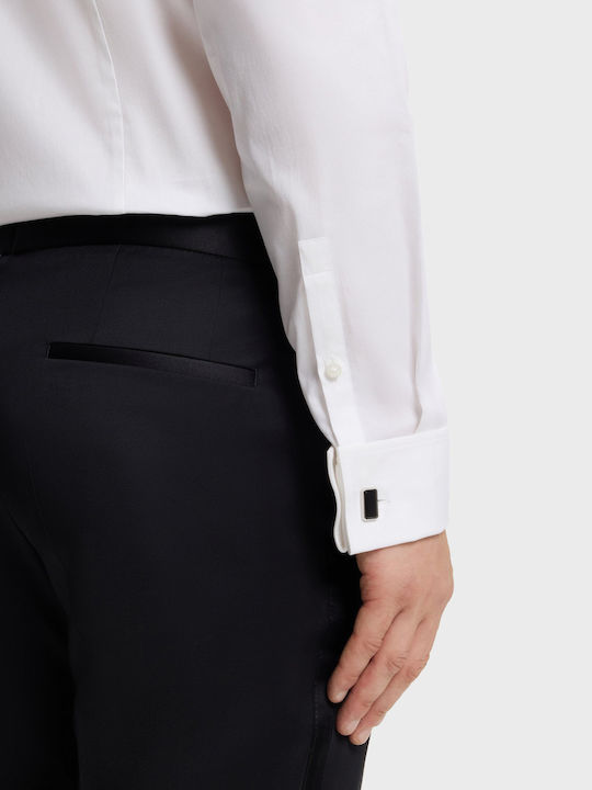 Long Sleeve Shirt in Narrow Fit Striped White