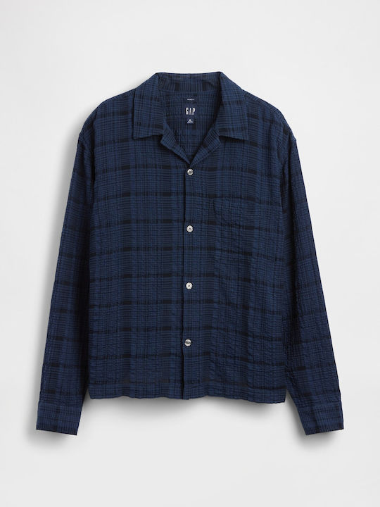 Langärmeliges Geprüft-Hemd Navy Blau