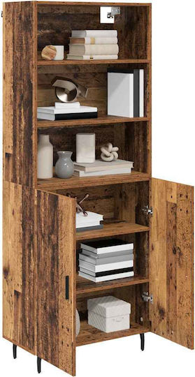 Bookcases Highboard Old Wood (2 Pieces) 69.5x32.5x180 cm