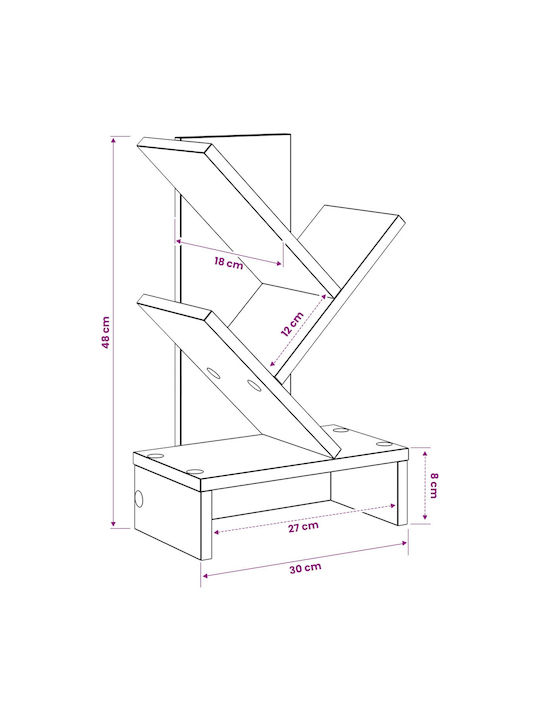Bookcase Processed Wood 30x18x48cm