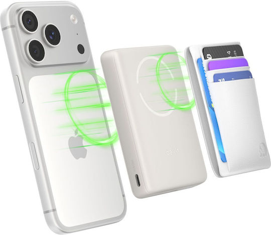 Belkin BoostCharge Slim MagSafe Qi2 Външна Батерия 10000mAh 7.5W Бежова