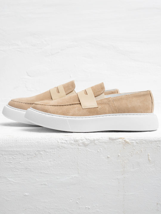 Loafers Bărbați Din Catifea Bej