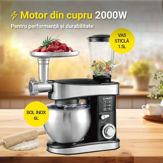 KB Elements Mixer Planetar 2000W Cu Bol Din Inox 7.5lt Gri