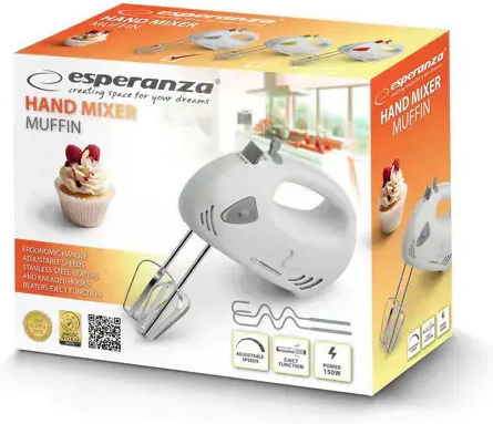 Esperanza Muffin Mixer De Mână 150W Gri