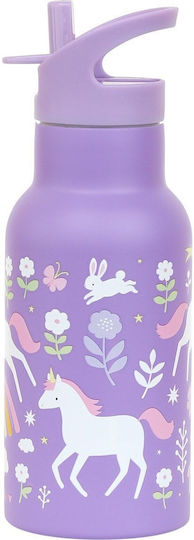 A Little Lovely Company Plastic Kids' Dinner Set Unicorns 0.35lt Purple