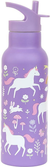 A Little Lovely Company Πλαστικό Παιδικό Σετ Φαγητού 0.5lt Unicorn Dreams + μπουκάλι με διπλό τοίχωμα