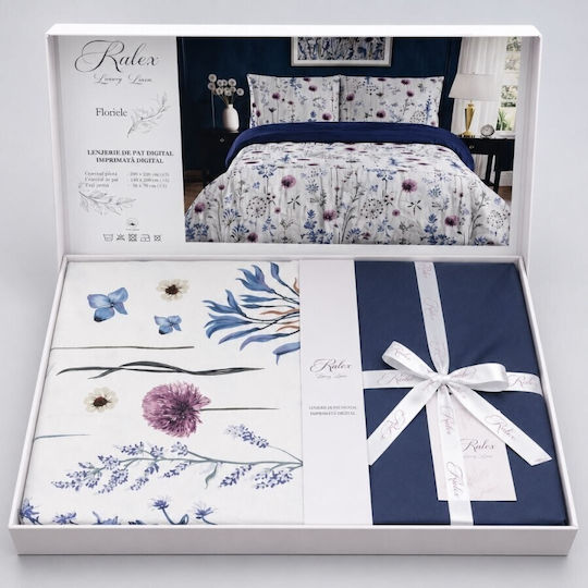 Pucioasa Σετ Παπλωματοθήκη 240x250cm Υπέρδιπλη με 2 Μαξιλαροθήκες & 1 Σεντόνι Wildflowers And Butterflies