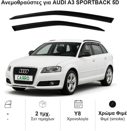 Heko Set of Windbreakers Front Car Dark Fime for Audi A3 2pcs