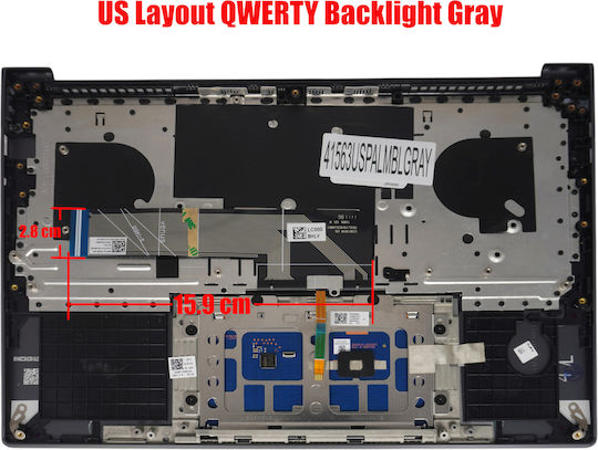 Лаптоп Клавиатура Keyboard Palmrest Lenovo Ideapad Slim 7 Pro-14ihu5 82qt 5cb1d67055 5cb1c19261 US Задно Осветяване Сив КОД.41563uspalmblgray