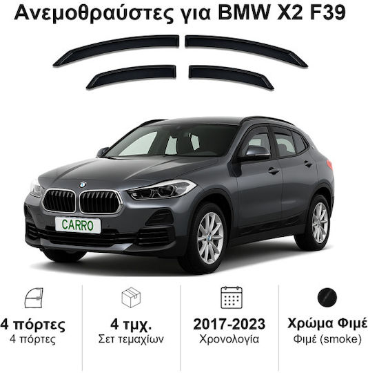 Heko Set of Windbreakers Front and Rear Car Dark Fime for BMW X2 4pcs