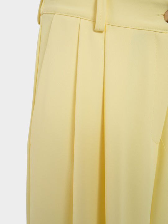 Damenhose mit Gummiband in lockerer Passform Gelb A02N0046-Gelb
